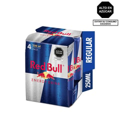 RED BULL - Bebida Energizante Red Bull Pack 4 Unidades 250 mL