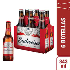 BUDWEISER - Cerveza Pack 6 Unidades 343 mL