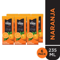 FRUGOS DEL VALLE - Sixpack Bebida Frugos Naranja 235 Ml Caja