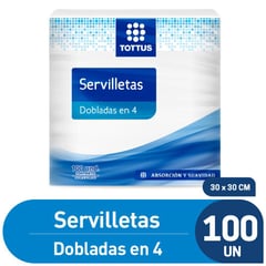 TOTTUS - Servilletas Dobladas en 4 100 unds