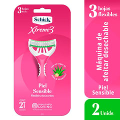 SCHICK - Máquina de afeitar para mujer Xtreme Sensitive 2 unidades