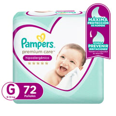 PAMPERS - Pañales Premium Care Talla G 72 Unidades