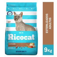 RICOCAT - Comida para gatos esterilizados sabor pescado de 9 kg