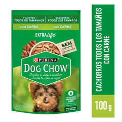 DOG CHOW - Alimento húmedo para perros Dog Chow Cachorros todos los tamaños con Carne 100 gr