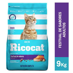RICOCAT - Comida para gatos adultos Festival de Sabores de 9 kg