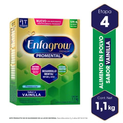 ENFAGROW - Alimento lácteo Premium Promental Preescolar Etapa 4 sabor vainilla 1.1 Kg