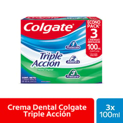 COLGATE - Packx3 Crema Dental Triple Acción De Menta