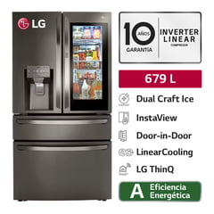 LG - Refrigeradora LM85SXD 679L InstaView French Door Acero inoxidable Negro