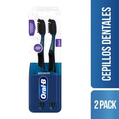 ORAL B - Cepillo de dientes con 7 beneficios de carbón 2 unidades