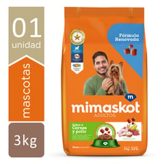 MIMASKOT - Comida para perros adultos pequeños sabor carne pollo y cereales de 3 kg