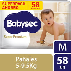 BABYSEC - Pañales Súper Premium Talla M Babysec 58 Unidades
