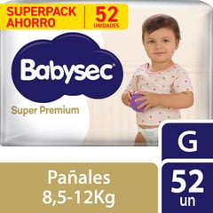 BABYSEC - Pañales Súper Premium Talla G 52 Unidades