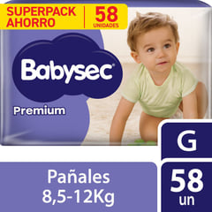 BABYSEC - Pañales Premium Talla G Babysec 58 Unidades