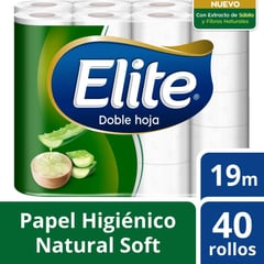 ELITE - Papel Higiénico Doble Hoja Natural Soft Elite x 40