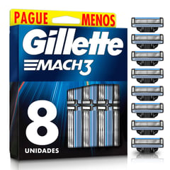 GILLETTE - Repuesto Máquina de Afeitar Gillette Mach3 con 3 Hojas 8 und