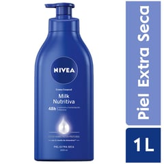 NIVEA - Crema Corporal Nivea Milk Nutritiva Piel Extra Seca Frasco 1000 mL