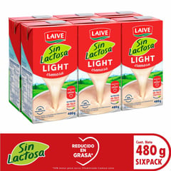 LAIVE - Sixpack Mezcla Láctea Light Sin Lactosa Laive 480 gr