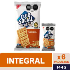 CLUB SOCIAL - Galletas Saladas Sixpack Integral 144 g