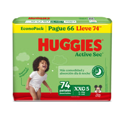 HUGGIES - Pañal Huggies Active Sec Xxg Bol X 74 Unidades