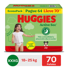 HUGGIES - Pañal Huggies Active Sec Xxxg Bol X 70 Unidades