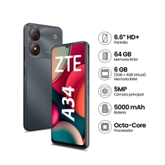 ZTE - Smartphone Zte Blade A34 2Gb 64Gb Gris